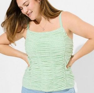 NWT • Torrid • Hemlock Green Mint Stretch Mesh Cropped Shirred Cami 2X Y2k
